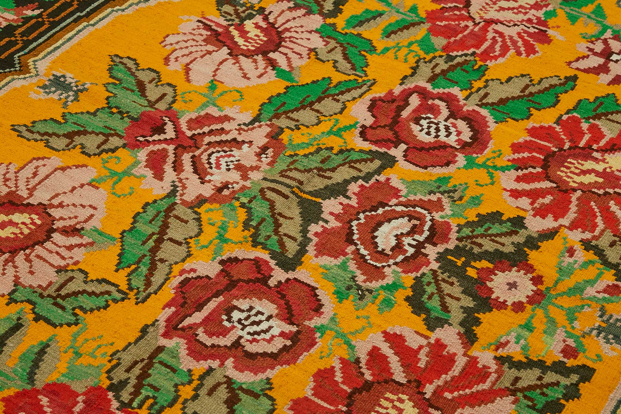7x11 Black Vintage Moldovan Kilim Rug - 22223