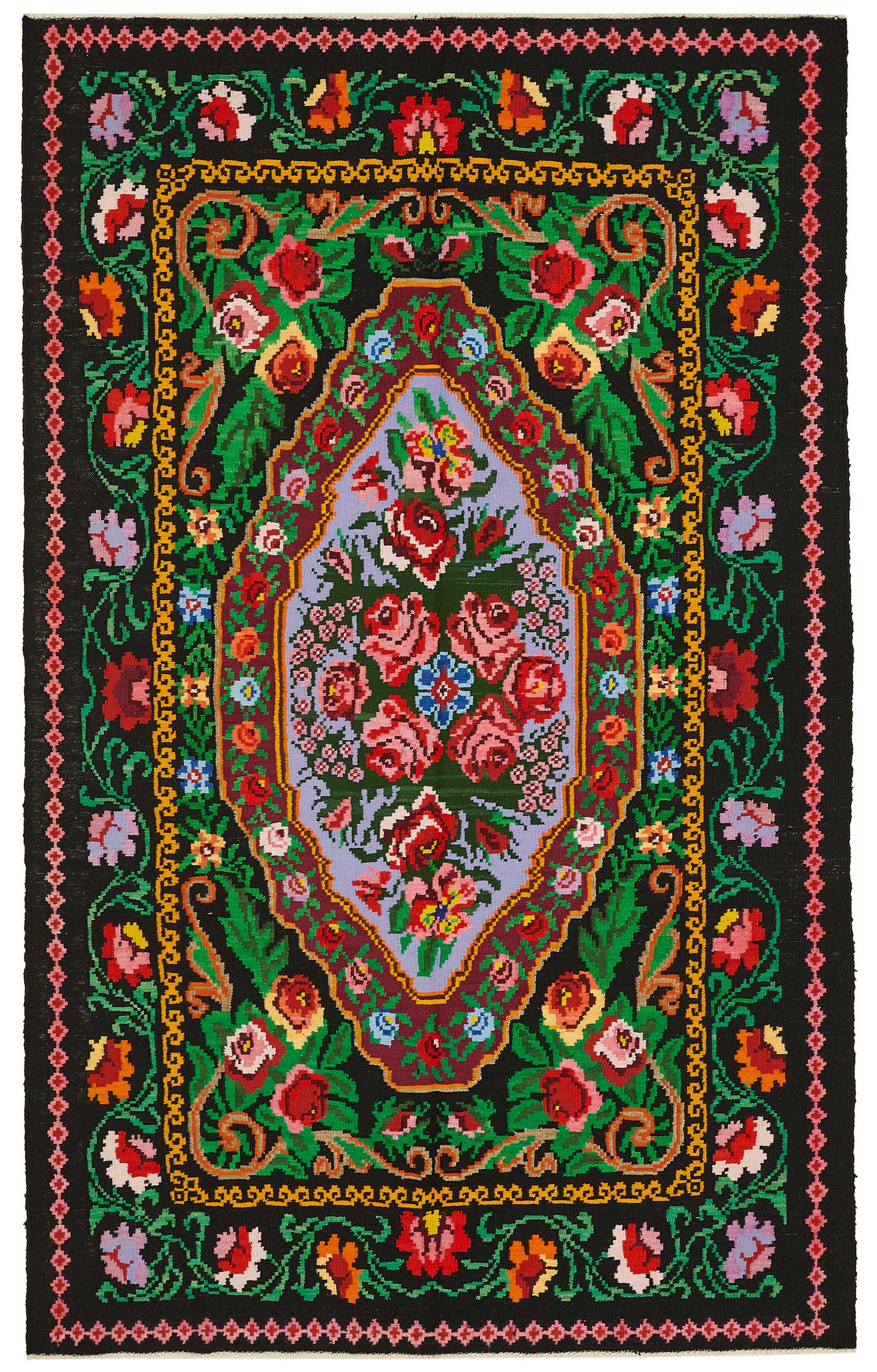 5x8 Black Vintage Moldovan Kilim Rug - 22226