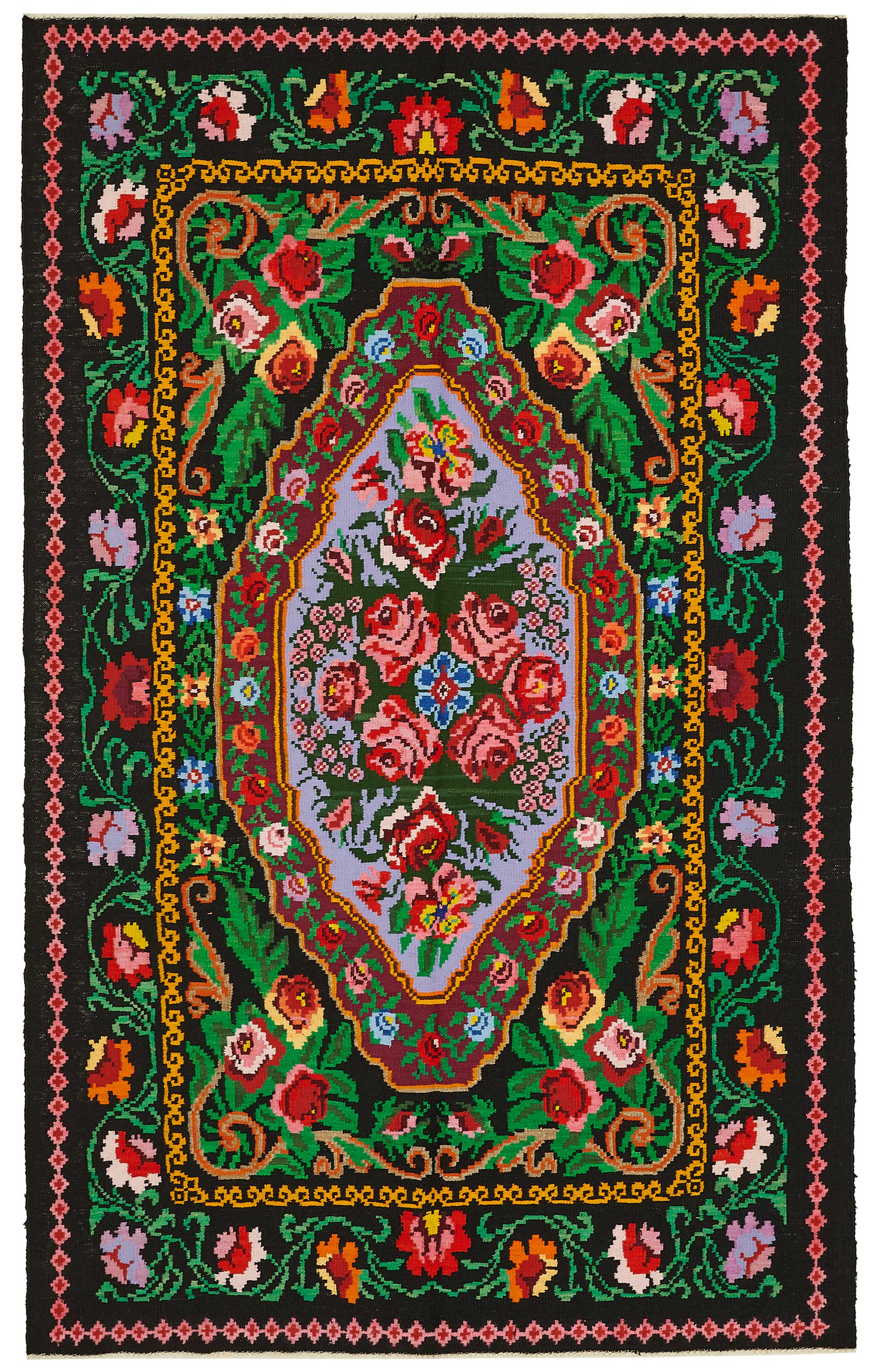 5x8 Black Vintage Moldovan Kilim Rug - 22226