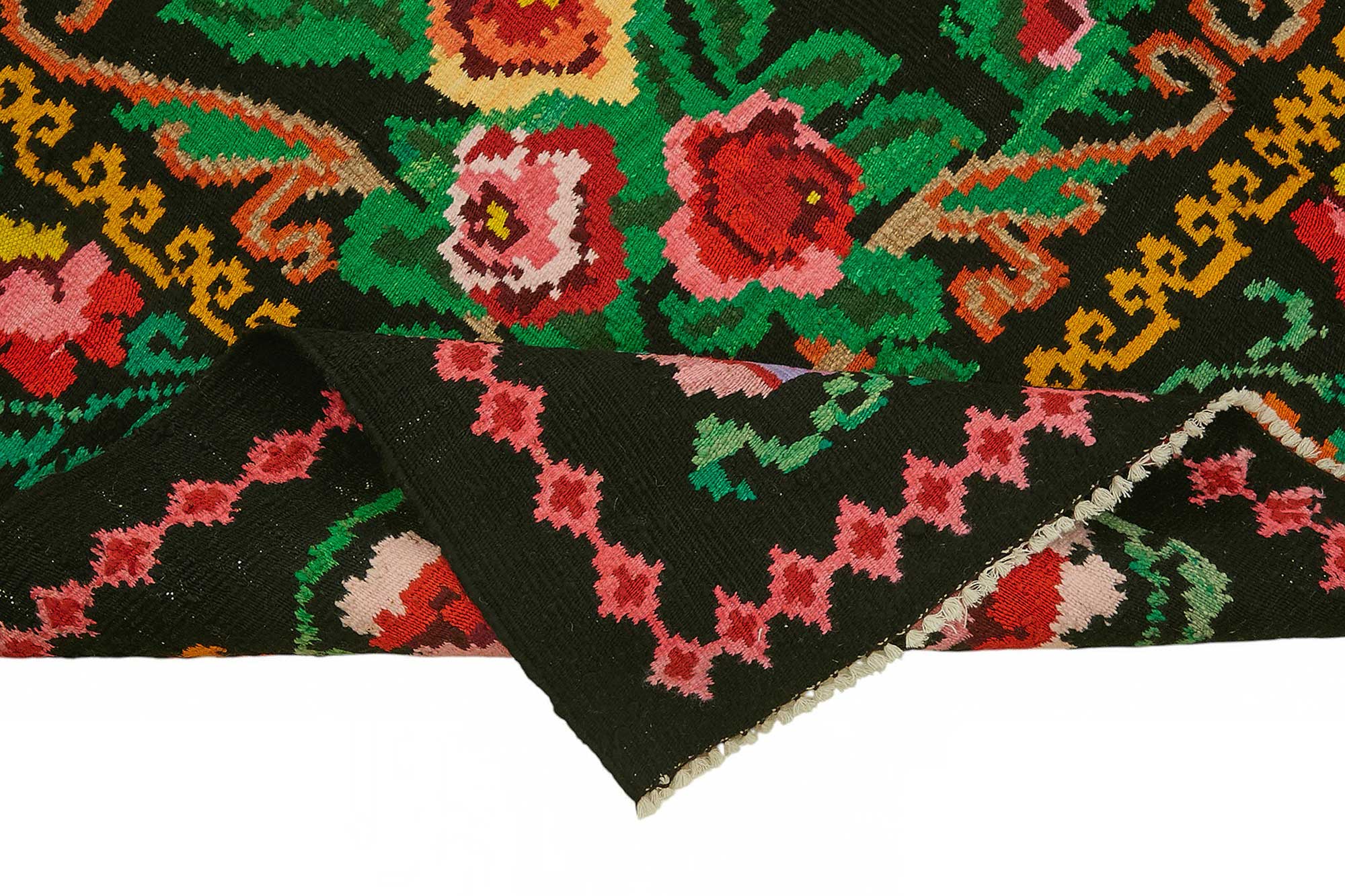 5x8 Black Vintage Moldovan Kilim Rug - 22226