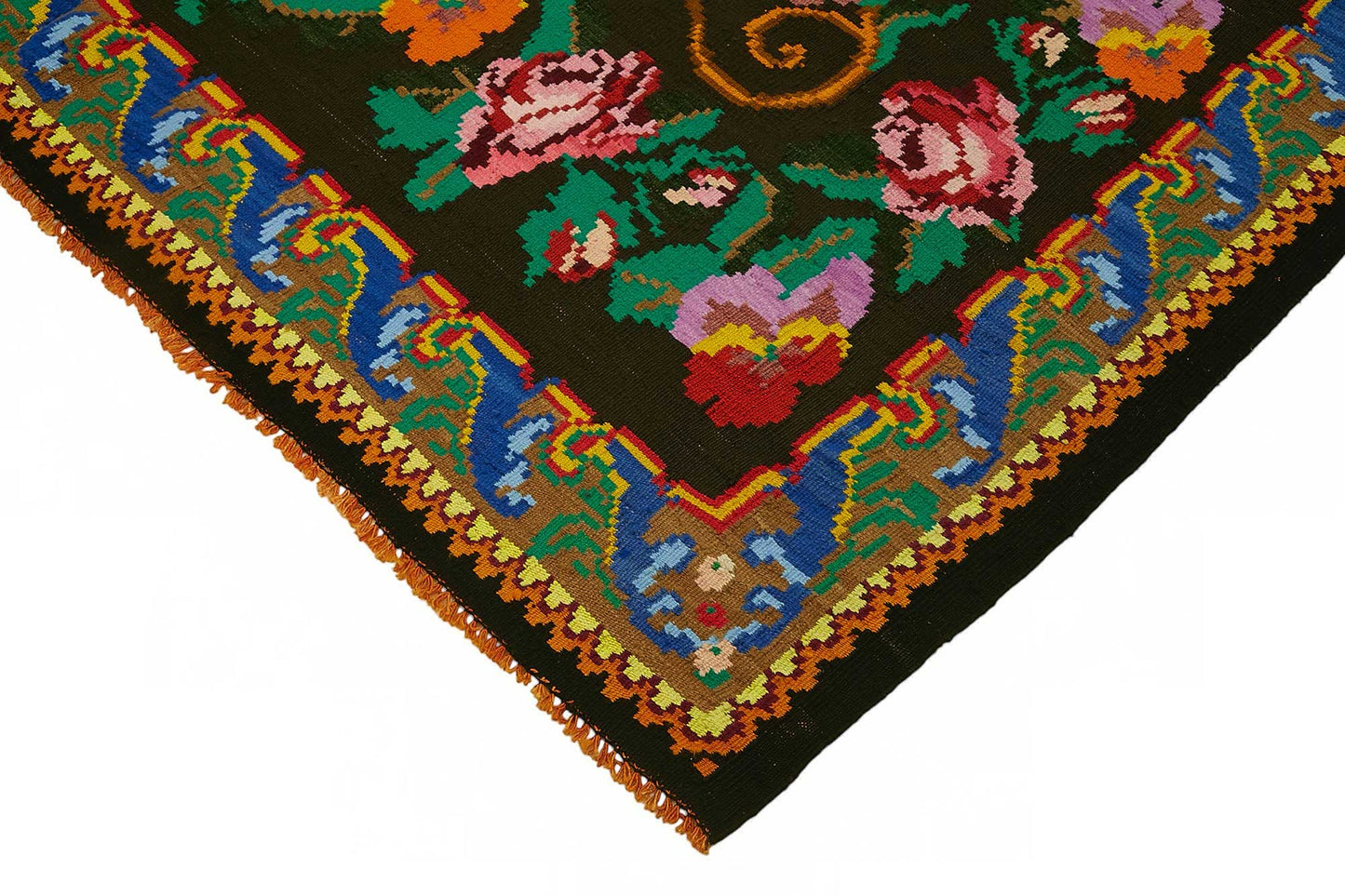 7x7 Black Vintage Moldovan Kilim Rug - 22233