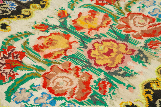 6x7 Black Vintage Moldovan Kilim Rug - 22239