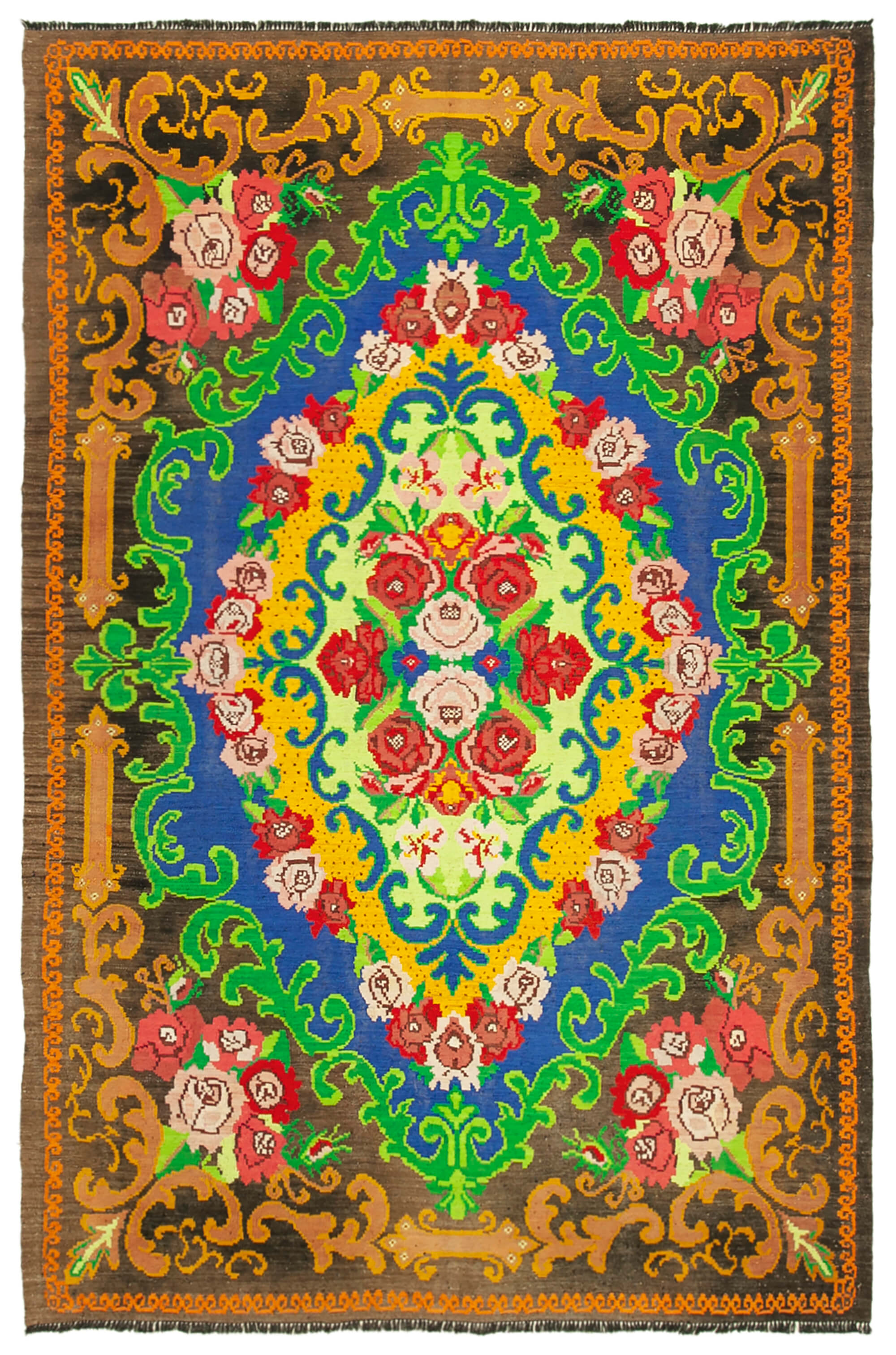 7x10 Brown Vintage Moldovan Kilim Rug - 22247