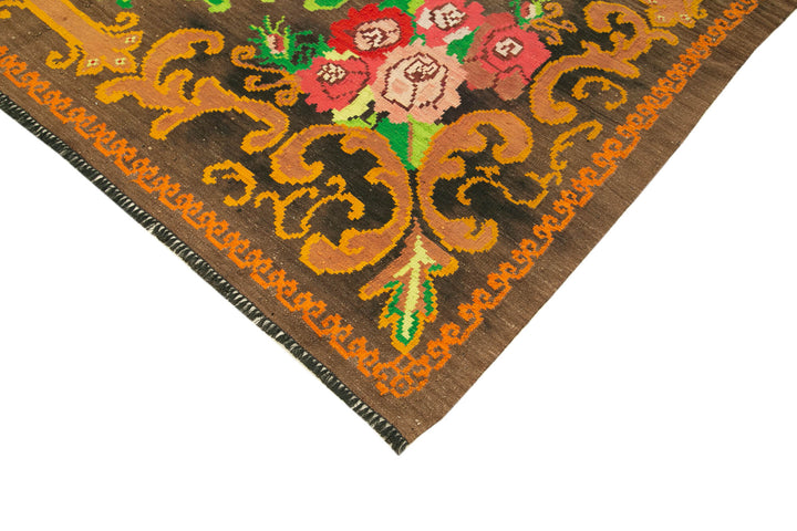 7x10 Brown Vintage Moldovan Kilim Rug - 22247