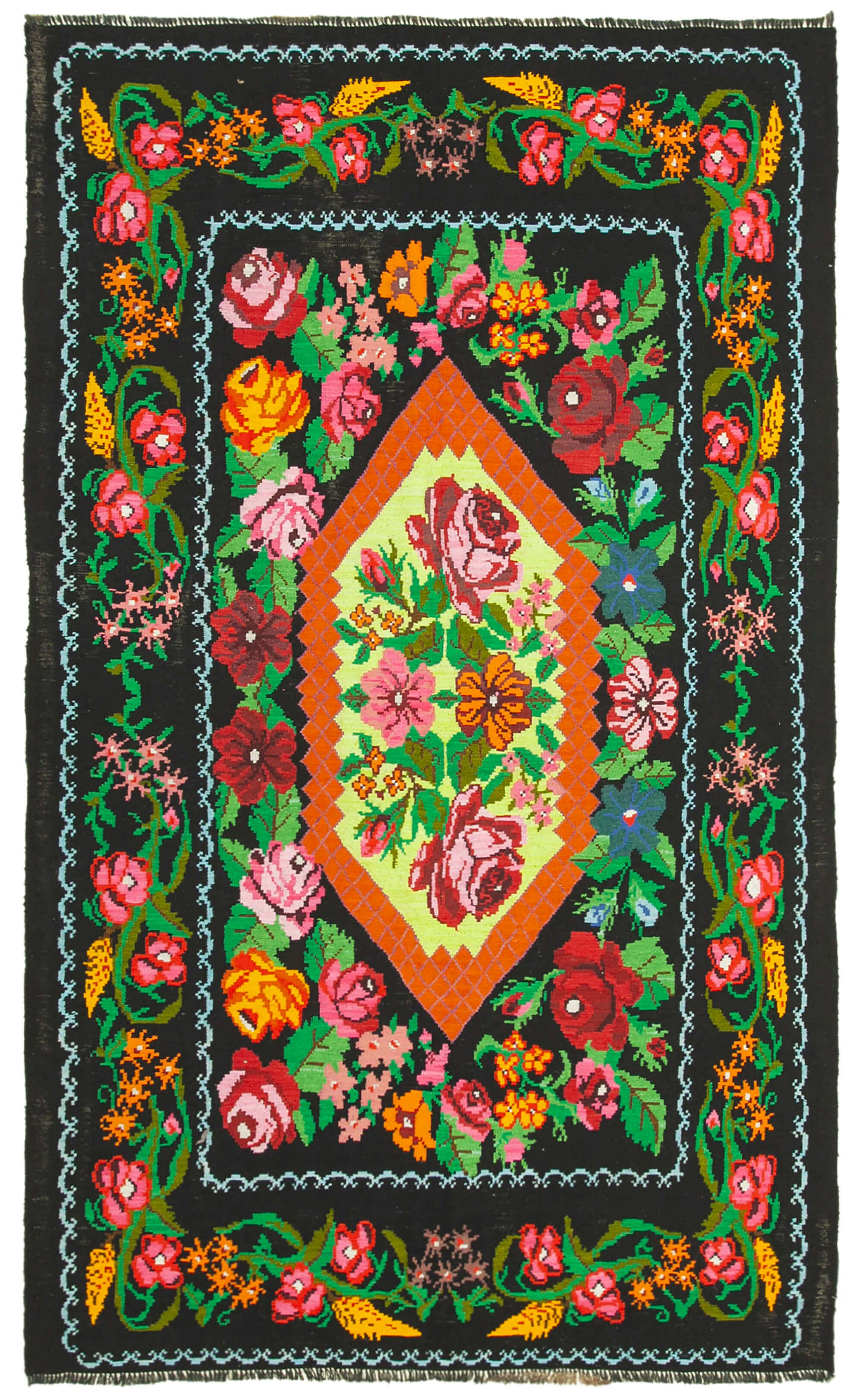 6x10 Black Vintage Moldovan Kilim Rug - 22249