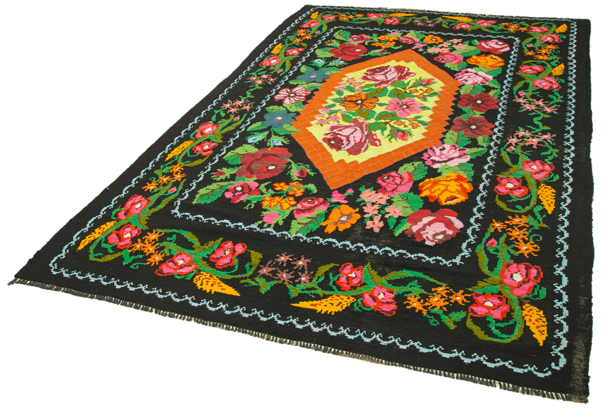 6x10 Black Vintage Moldovan Kilim Rug - 22249
