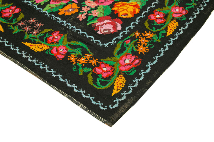 6x10 Black Vintage Moldovan Kilim Rug - 22249