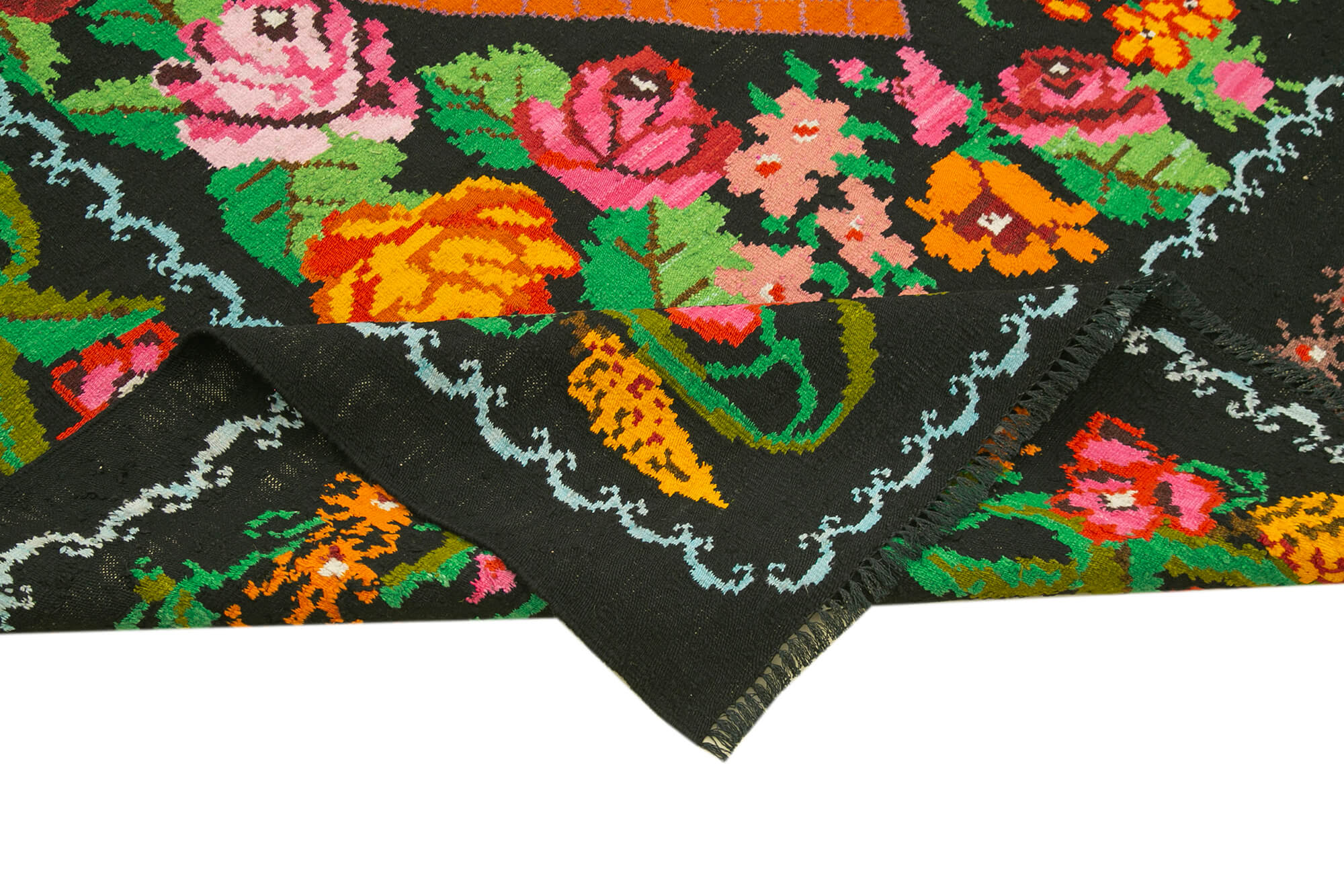 6x10 Black Vintage Moldovan Kilim Rug - 22249