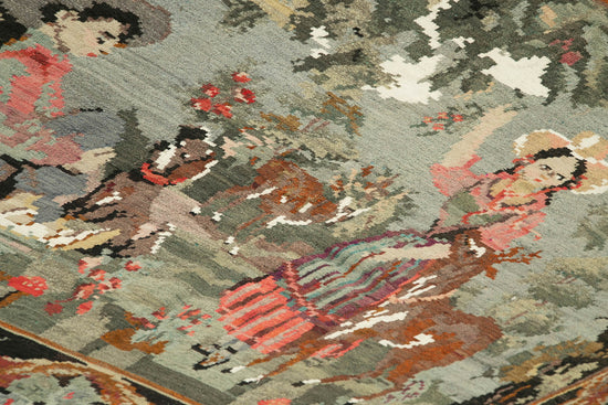 6x7 Black Vintage Moldovan Kilim Rug - 22260