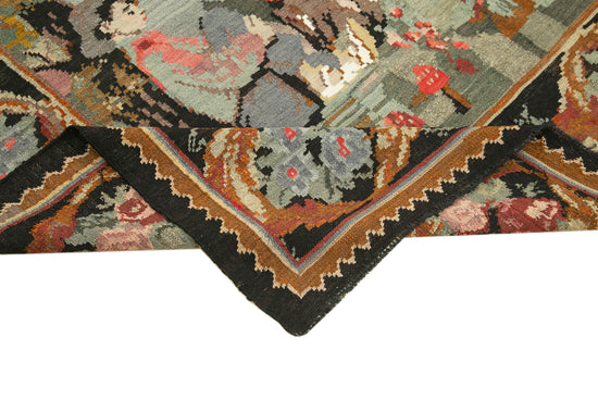 6x7 Black Vintage Moldovan Kilim Rug - 22260