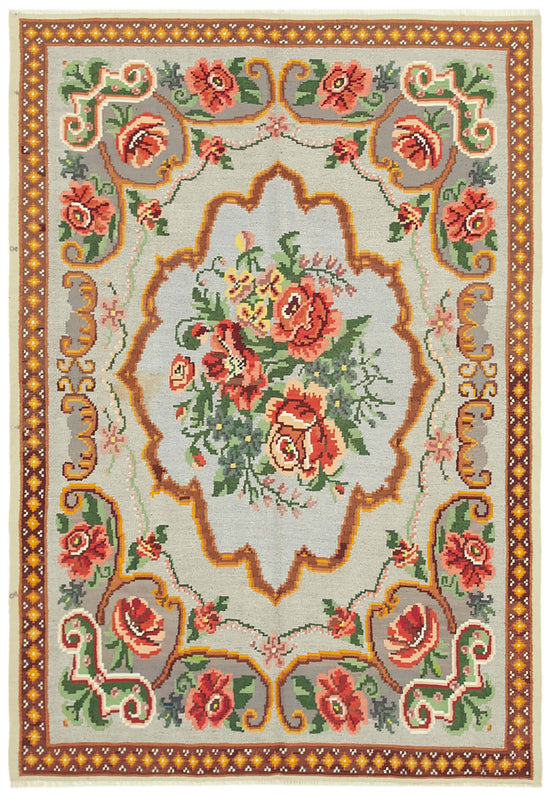 5x7 Beige Vintage Moldovan Kilim Rug - 22266