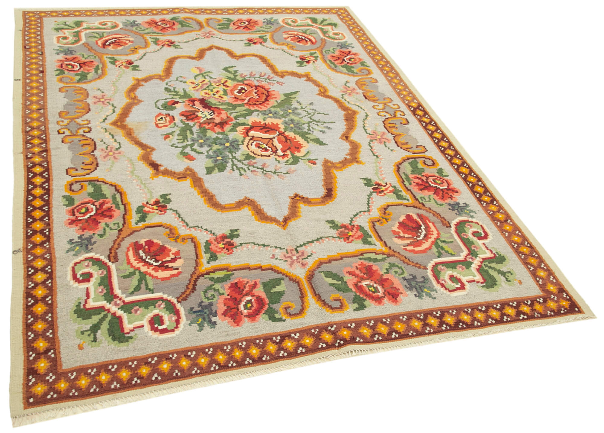 5x7 Beige Vintage Moldovan Kilim Rug - 22266