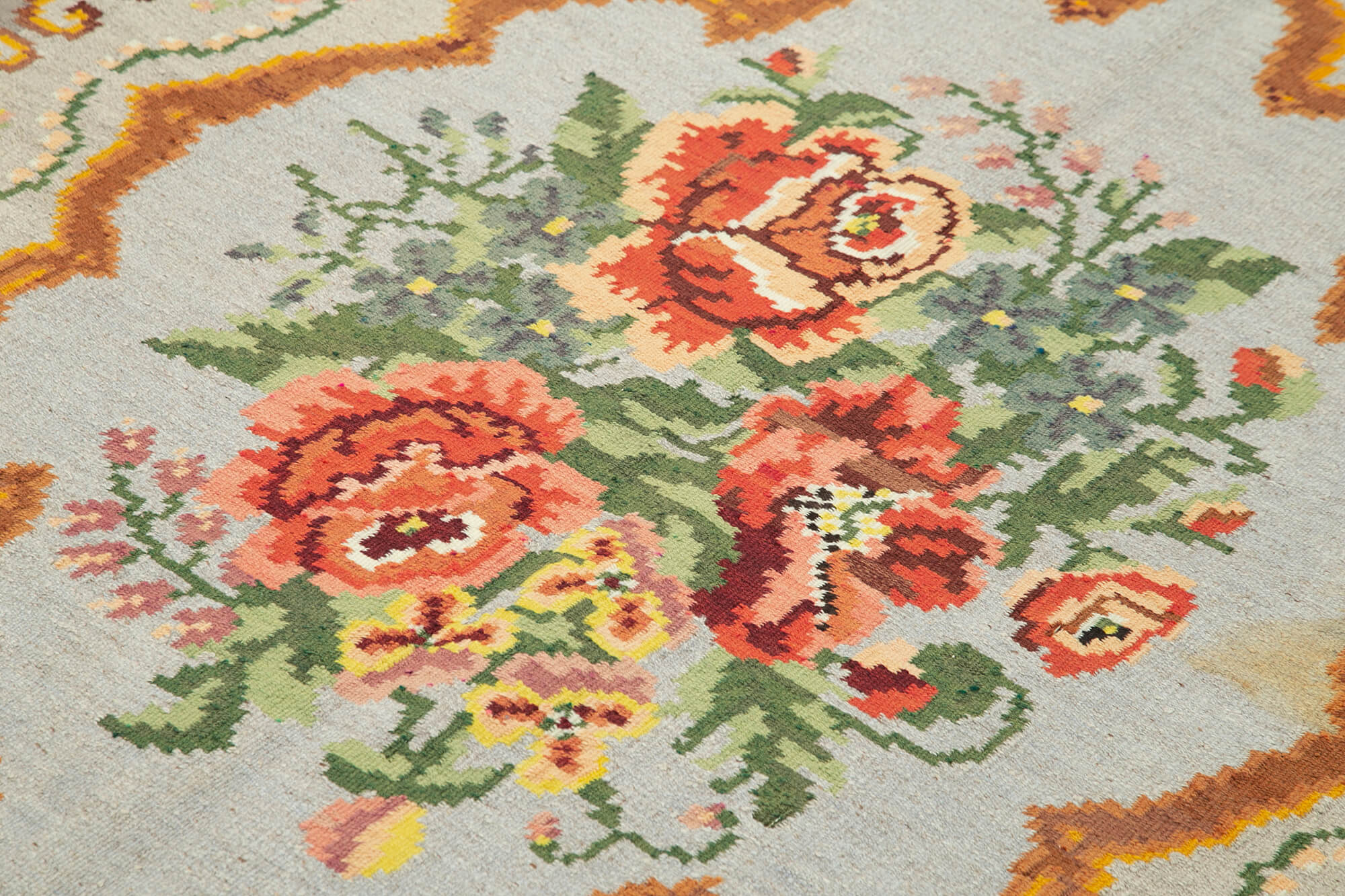 5x7 Beige Vintage Moldovan Kilim Rug - 22266