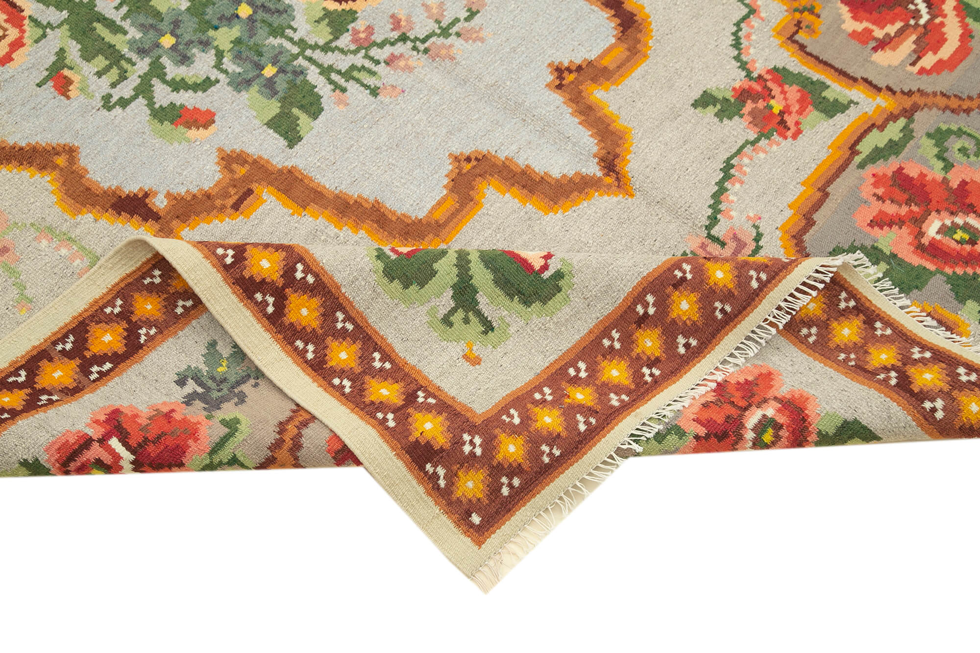 5x7 Beige Vintage Moldovan Kilim Rug - 22266