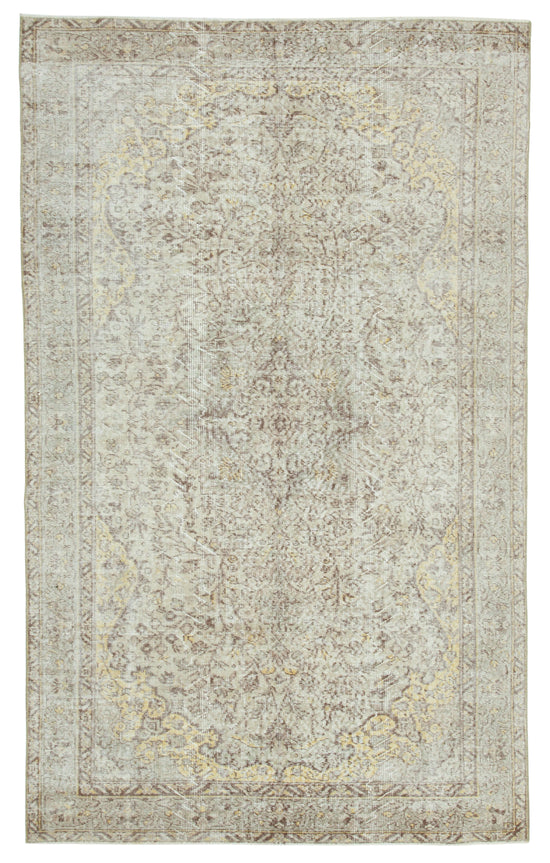 5x9 Beige Turkish Vintage Area Rug - 22397