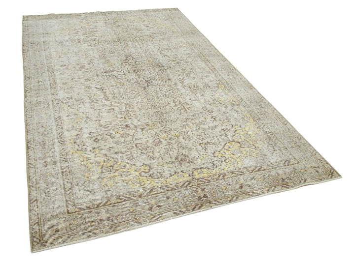 5x9 Beige Turkish Vintage Area Rug - 22397