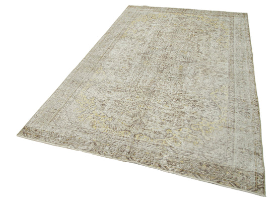 5x9 Beige Turkish Vintage Area Rug - 22397