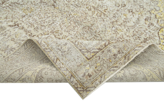 5x9 Beige Turkish Vintage Area Rug - 22397