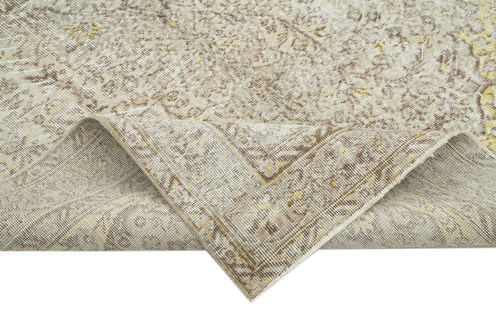 5x9 Beige Turkish Vintage Area Rug - 22397