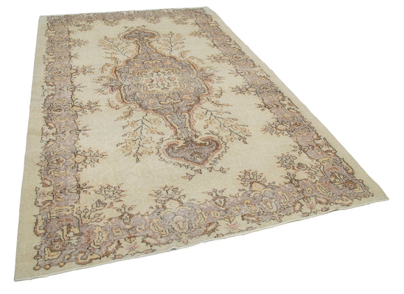 6x10 Beige Turkish Vintage Area Rug - 22421
