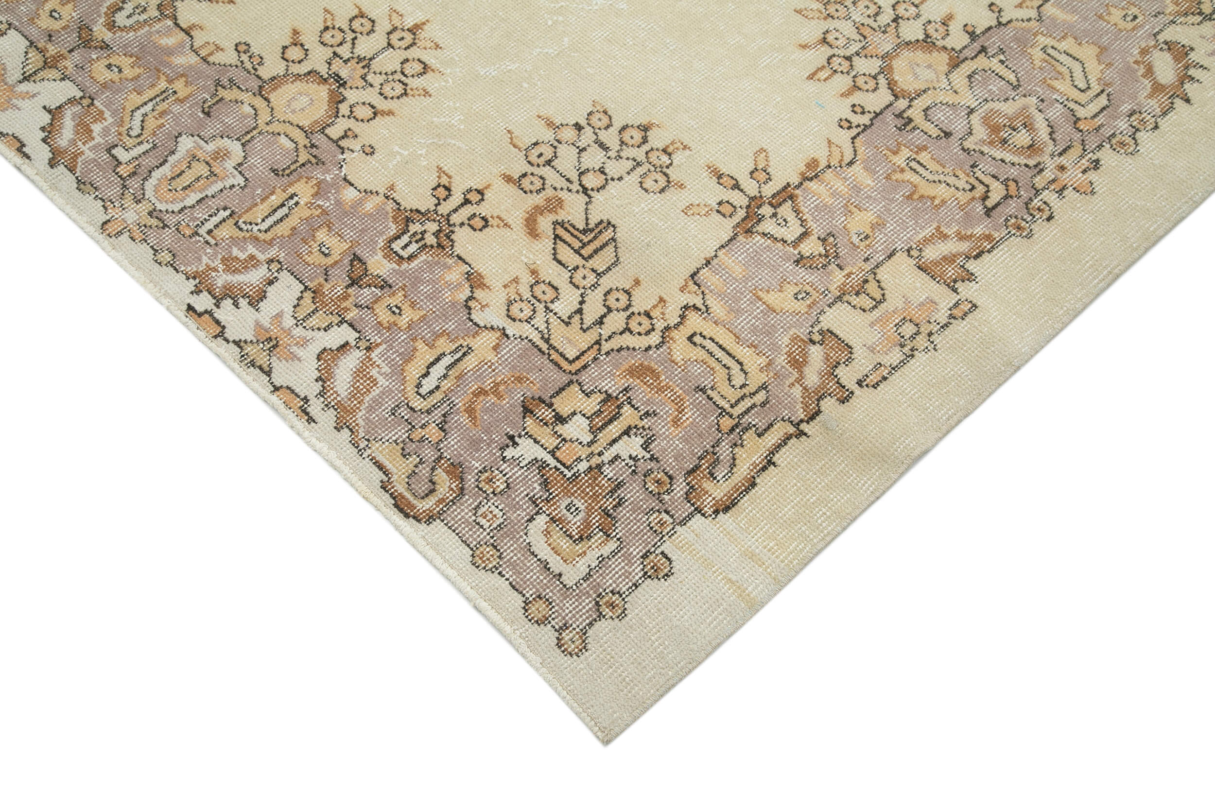 6x10 Beige Turkish Vintage Area Rug - 22421