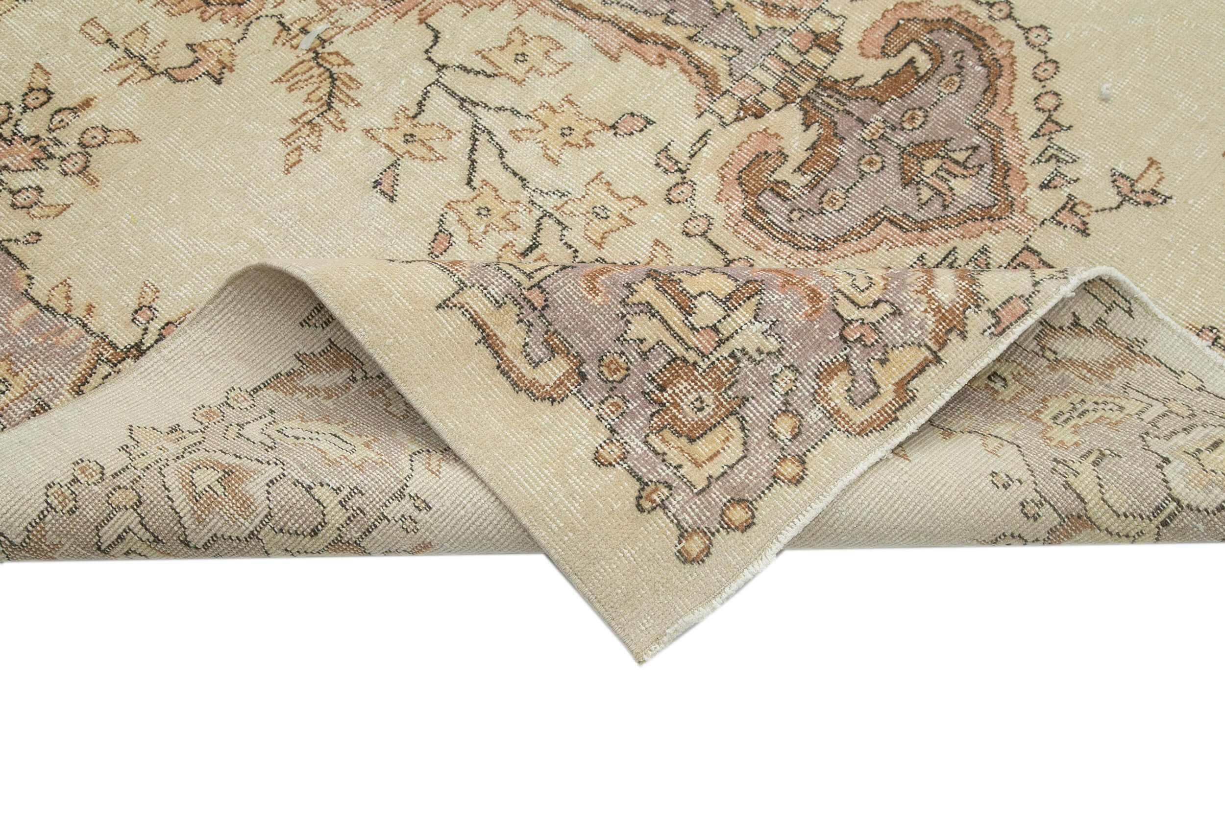6x10 Beige Turkish Vintage Area Rug - 22421