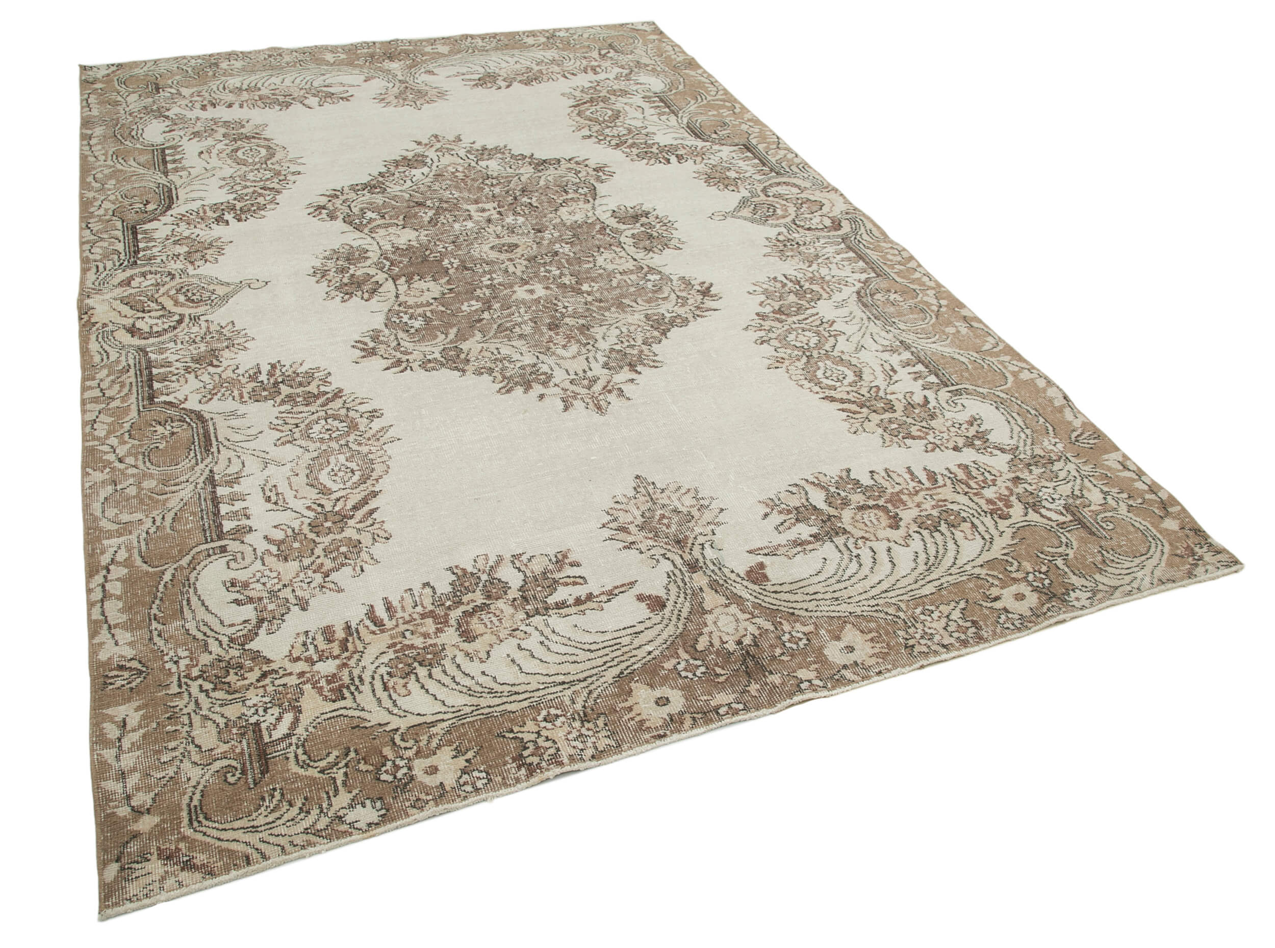 6x10 Beige Turkish Vintage Area Rug - 22426