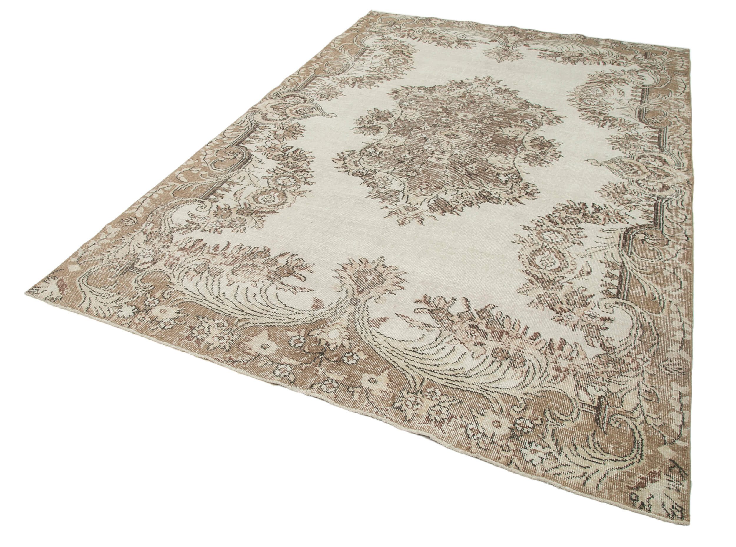 6x10 Beige Turkish Vintage Area Rug - 22426