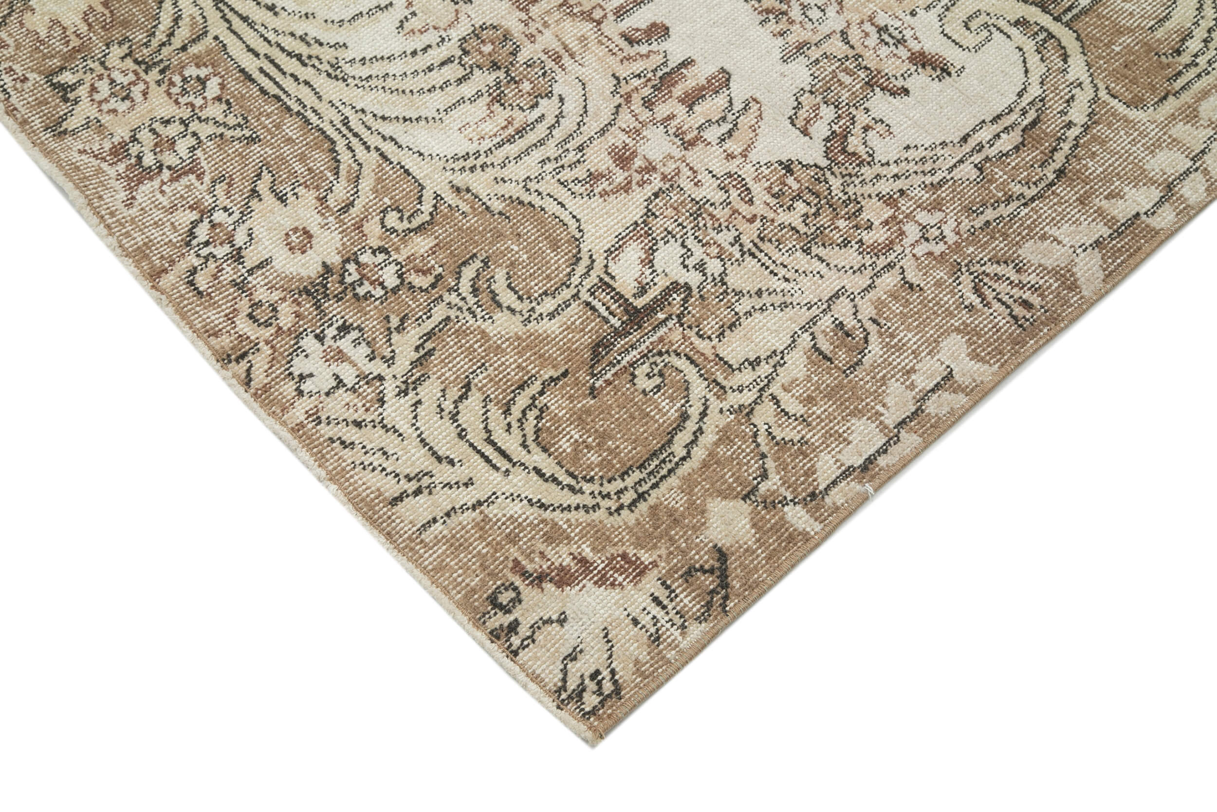 6x10 Beige Turkish Vintage Area Rug - 22426
