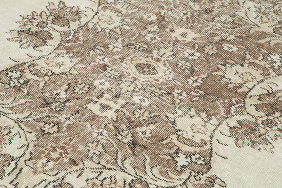 6x10 Beige Turkish Vintage Area Rug - 22426