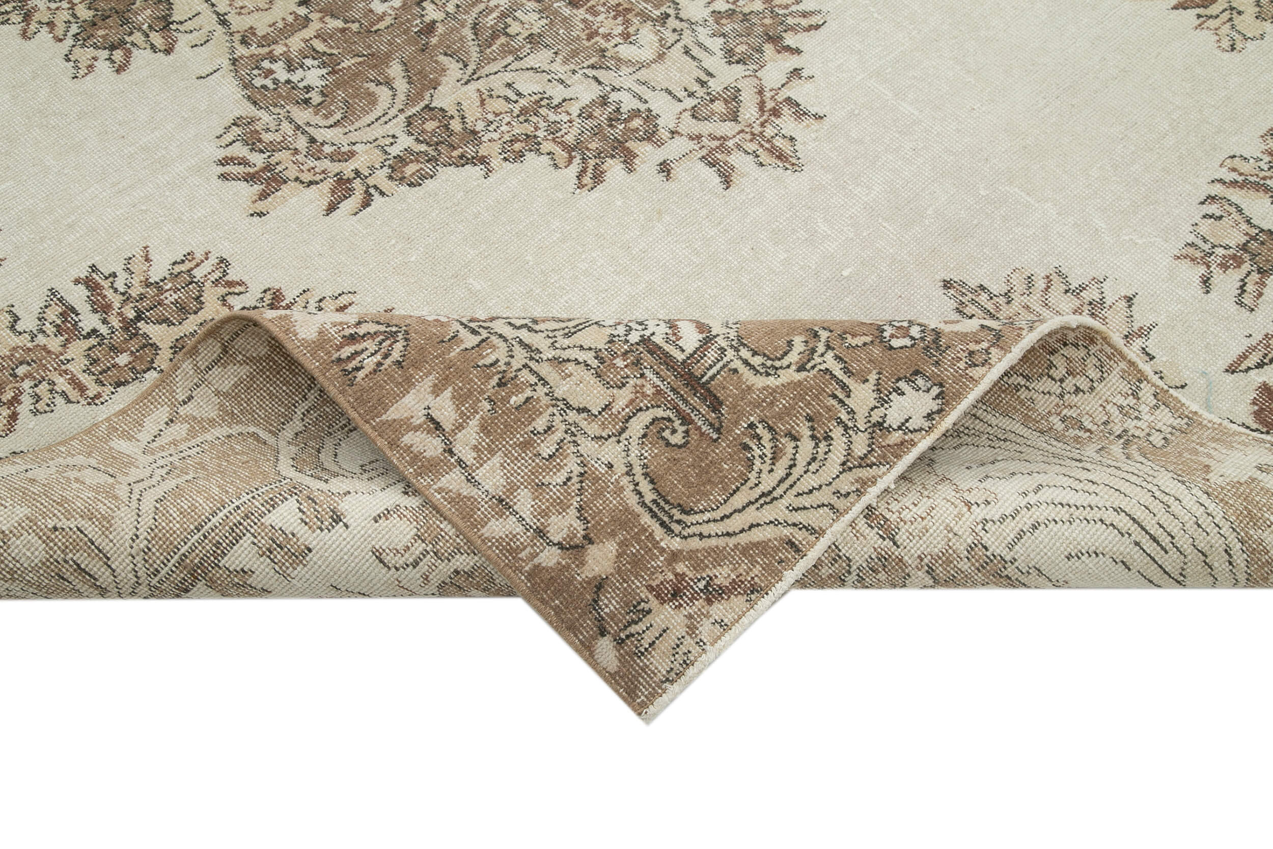 6x10 Beige Turkish Vintage Area Rug - 22426