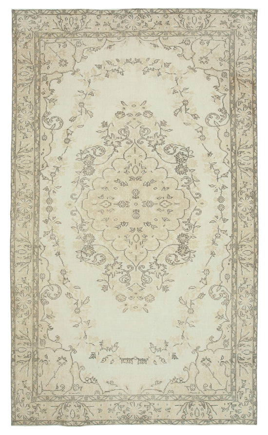 6x10 Beige Turkish Vintage Area Rug - 22475