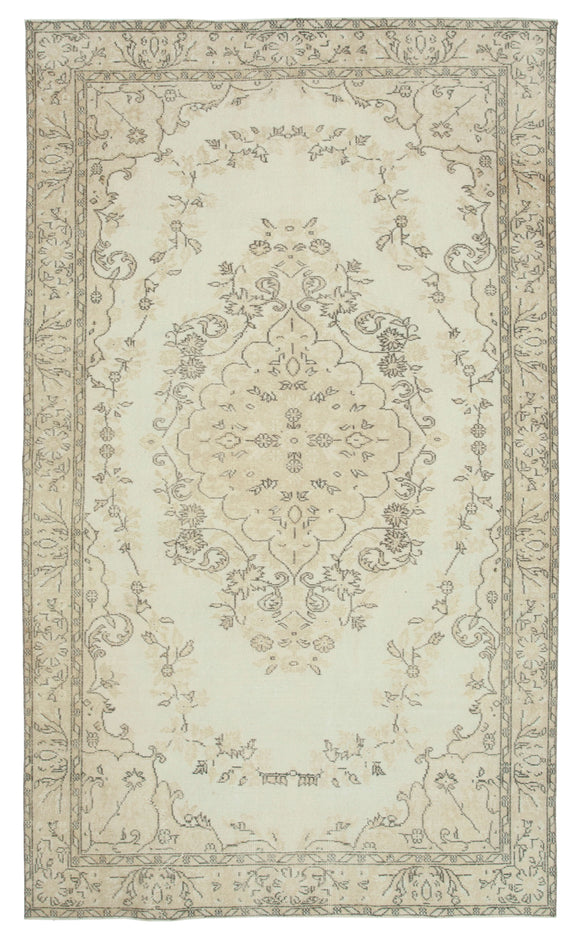 6x10 Beige Turkish Vintage Area Rug - 22475