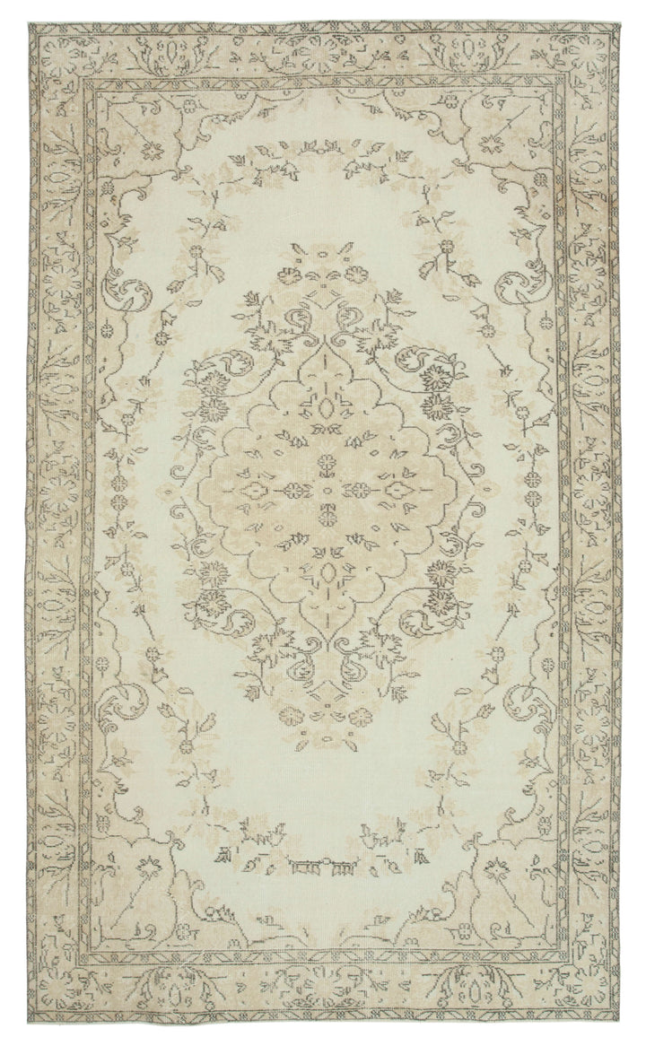 6x10 Beige Turkish Vintage Area Rug - 22475