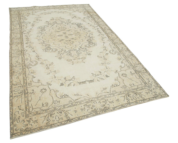 6x10 Beige Turkish Vintage Area Rug - 22475