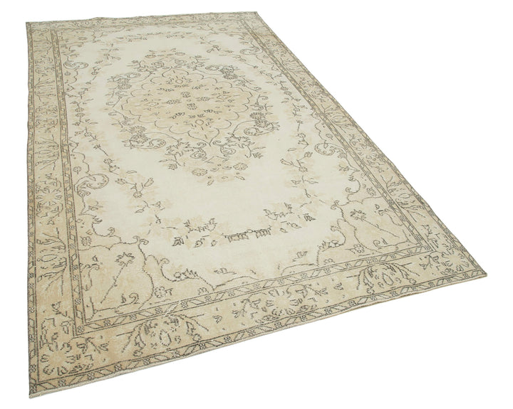 6x10 Beige Turkish Vintage Area Rug - 22475