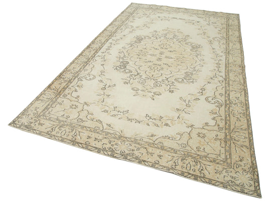 6x10 Beige Turkish Vintage Area Rug - 22475