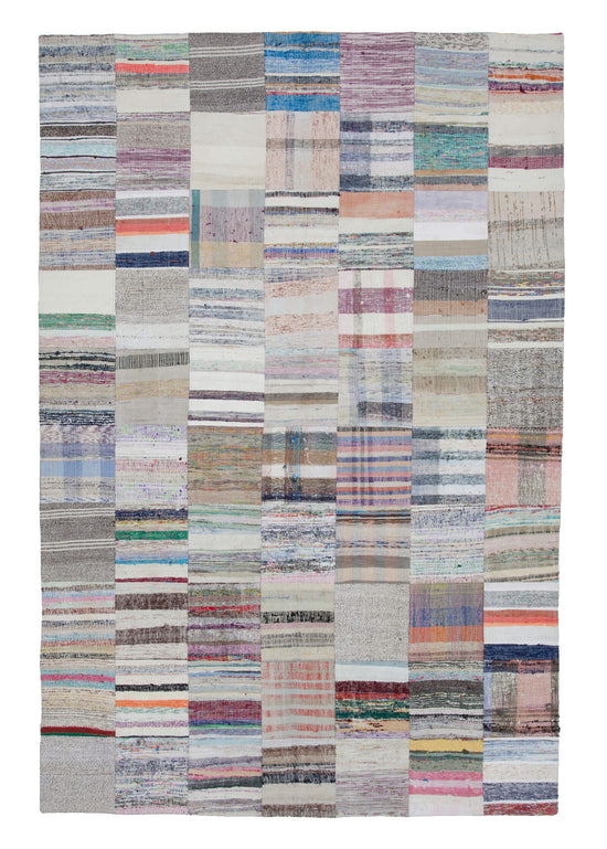 7x10 Beige Kilim Patchwork Rug - 22496