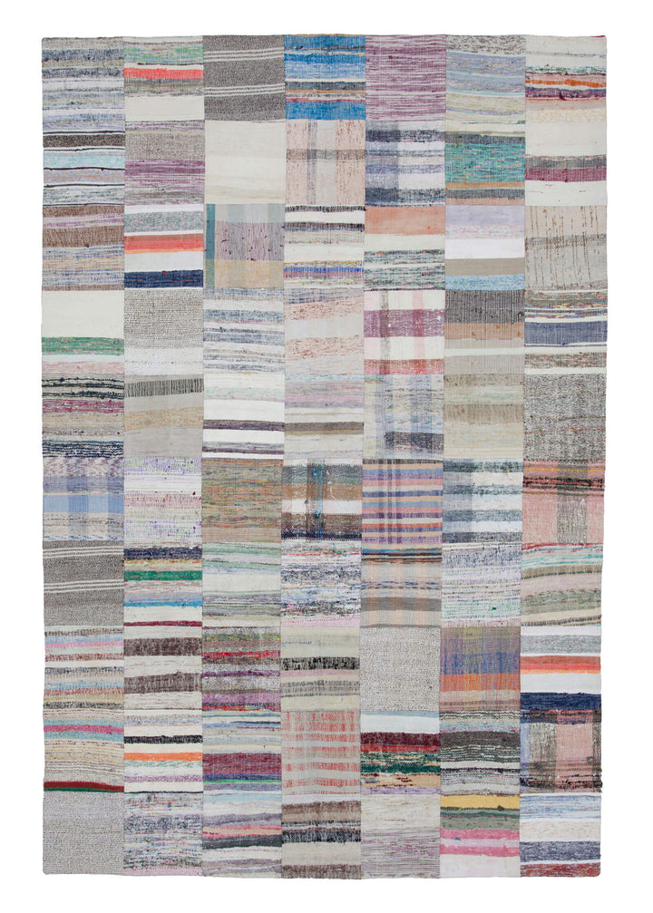 7x10 Beige Kilim Patchwork Rug - 22496