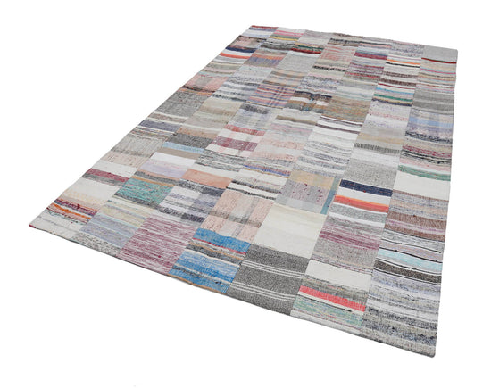 7x10 Beige Kilim Patchwork Rug - 22496