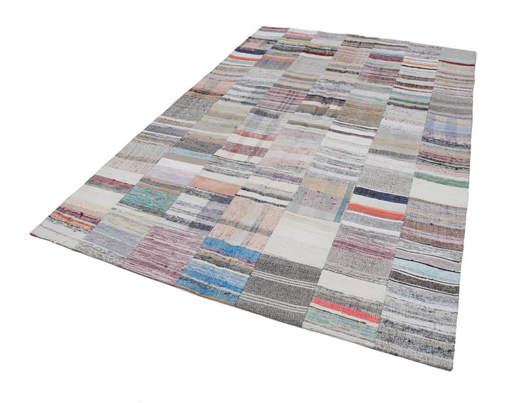 7x10 Beige Kilim Patchwork Rug - 22496