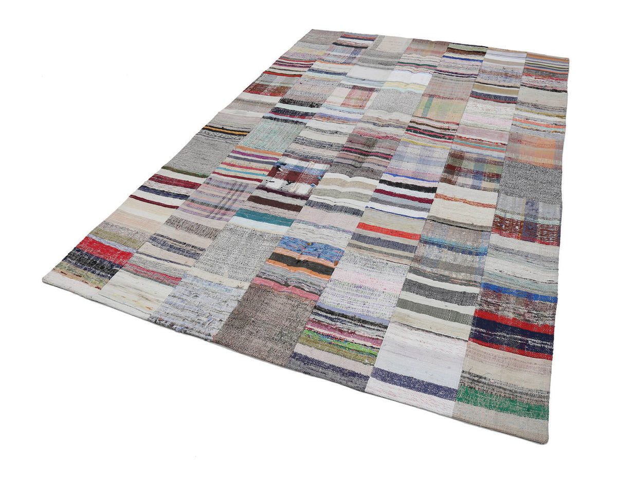7x10 Beige Kilim Patchwork Rug - 22497