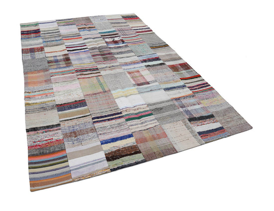 7x10 Beige Kilim Patchwork Rug - 22497