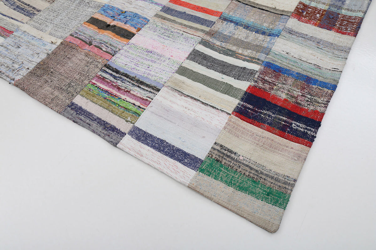 7x10 Beige Kilim Patchwork Rug - 22497