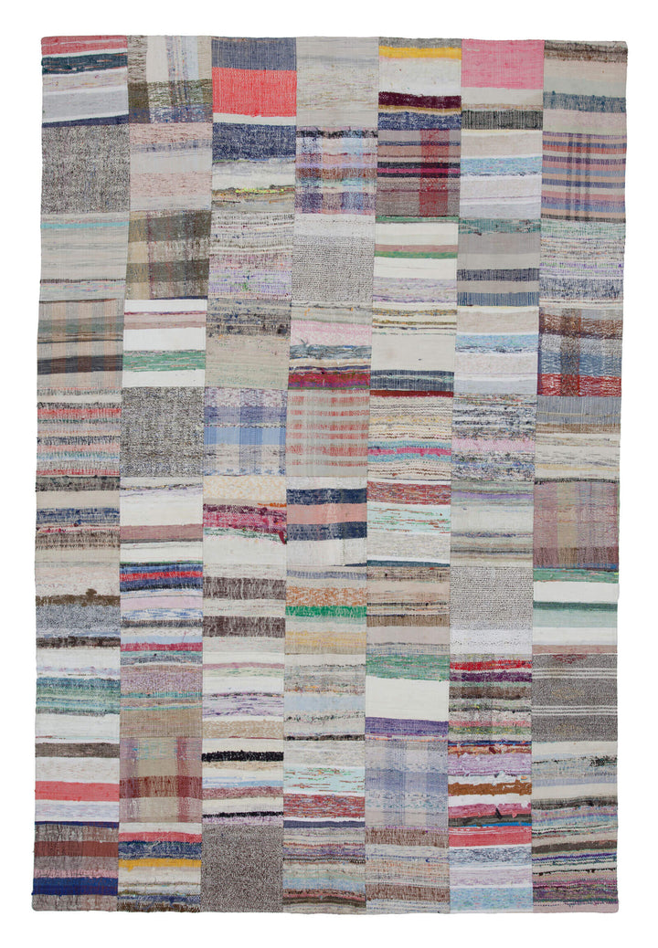 7x10 Beige Kilim Patchwork Rug - 22501