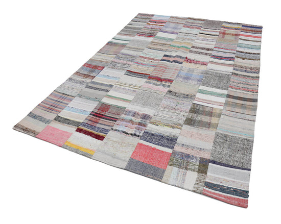 7x10 Beige Kilim Patchwork Rug - 22501