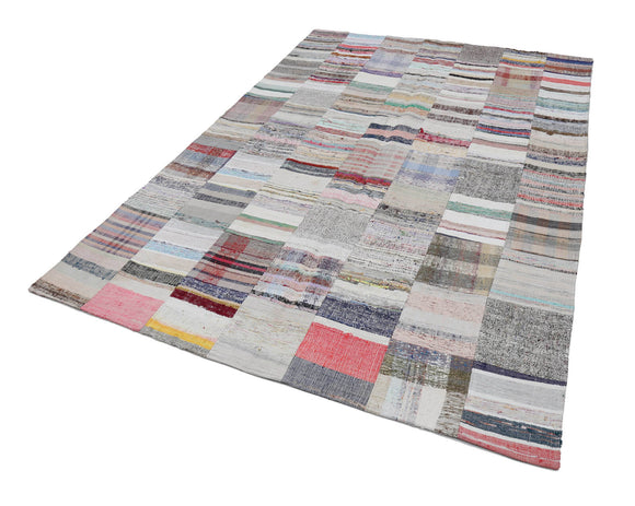7x10 Beige Kilim Patchwork Rug - 22501