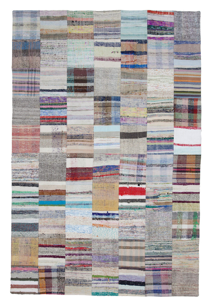 7x10 Beige Kilim Patchwork Rug - 22503