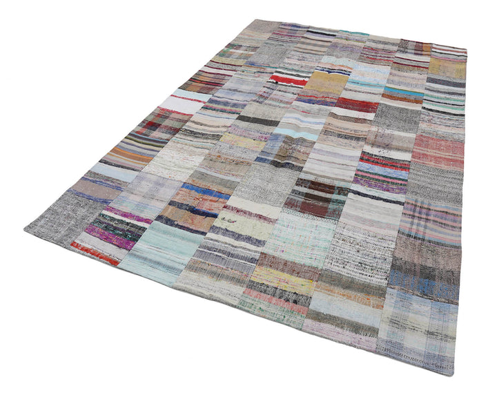 7x10 Beige Kilim Patchwork Rug - 22503