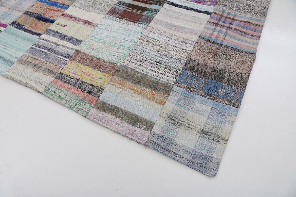 7x10 Beige Kilim Patchwork Rug - 22503